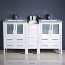 Load image into Gallery viewer, Fresca Torino 60&quot; White Modern Double Sink Bathroom Cabinets w/ Integrated Sinks- Fresca