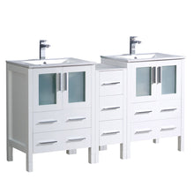 Load image into Gallery viewer, Fresca Torino 60&quot; White Modern Double Sink Bathroom Cabinets w/ Integrated Sinks- Fresca