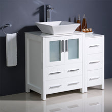 Load image into Gallery viewer, Fresca Torino 36&quot; White Modern Bathroom Cabinets w/ Top &amp; Vessel Sink- Fresca
