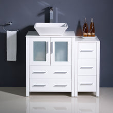 Load image into Gallery viewer, Fresca Torino 36&quot; White Modern Bathroom Cabinets w/ Top &amp; Vessel Sink- Fresca