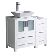 Load image into Gallery viewer, Fresca Torino 36&quot; White Modern Bathroom Cabinets w/ Top &amp; Vessel Sink- Fresca
