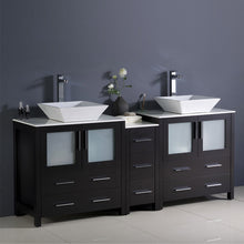 Load image into Gallery viewer, Fresca Torino 72&quot; Espresso Modern Double Sink Bathroom Cabinets w/ Tops &amp; Vessel Sinks- Fresca