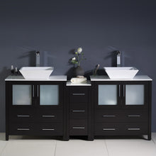 Load image into Gallery viewer, Fresca Torino 72&quot; Espresso Modern Double Sink Bathroom Cabinets w/ Tops &amp; Vessel Sinks- Fresca