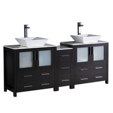 Load image into Gallery viewer, Fresca Torino 72&quot; Espresso Modern Double Sink Bathroom Cabinets w/ Tops &amp; Vessel Sinks- Fresca