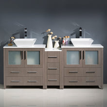 Load image into Gallery viewer, Fresca Torino 72&quot; Gray Oak Modern Double Sink Bathroom Cabinets w/ Tops &amp; Vessel Sinks- Fresca
