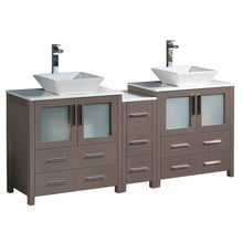 Load image into Gallery viewer, Fresca Torino 72&quot; Gray Oak Modern Double Sink Bathroom Cabinets w/ Tops &amp; Vessel Sinks- Fresca