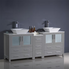 Load image into Gallery viewer, Fresca Torino 72&quot; Gray Modern Double Sink Bathroom Cabinets w/ Tops &amp; Vessel Sinks- Fresca