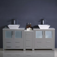 Load image into Gallery viewer, Fresca Torino 72&quot; Gray Modern Double Sink Bathroom Cabinets w/ Tops &amp; Vessel Sinks- Fresca
