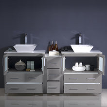 Load image into Gallery viewer, Fresca Torino 72&quot; Gray Modern Double Sink Bathroom Cabinets w/ Tops &amp; Vessel Sinks- Fresca