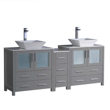Load image into Gallery viewer, Fresca Torino 72&quot; Gray Modern Double Sink Bathroom Cabinets w/ Tops &amp; Vessel Sinks- Fresca