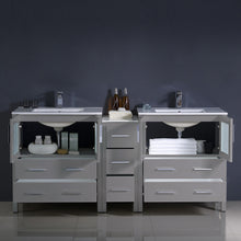 Load image into Gallery viewer, Fresca Torino 72&quot; Gray Modern Double Sink Bathroom Cabinets w/ Integrated Sinks- Fresca
