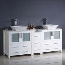 Load image into Gallery viewer, Fresca Torino 72&quot; White Modern Double Sink Bathroom Cabinets w/ Tops &amp; Vessel Sinks- Fresca