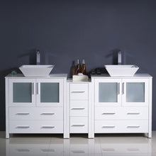 Load image into Gallery viewer, Fresca Torino 72&quot; White Modern Double Sink Bathroom Cabinets w/ Tops &amp; Vessel Sinks- Fresca