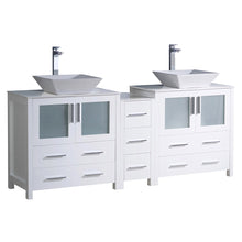 Load image into Gallery viewer, Fresca Torino 72&quot; White Modern Double Sink Bathroom Cabinets w/ Tops &amp; Vessel Sinks- Fresca