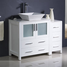 Load image into Gallery viewer, Fresca Torino 42&quot; White Modern Bathroom Cabinets w/ Top &amp; Vessel Sink- Fresca