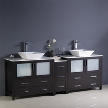 Load image into Gallery viewer, Fresca Torino 84&quot; Espresso Modern Double Sink Bathroom Cabinets w/ Tops &amp; Vessel Sinks- Fresca