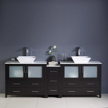 Load image into Gallery viewer, Fresca Torino 84&quot; Espresso Modern Double Sink Bathroom Cabinets w/ Tops &amp; Vessel Sinks- Fresca