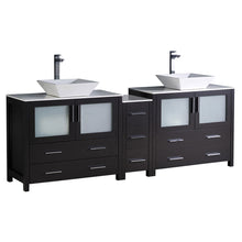 Load image into Gallery viewer, Fresca Torino 84&quot; Espresso Modern Double Sink Bathroom Cabinets w/ Tops &amp; Vessel Sinks- Fresca