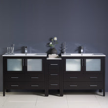 Load image into Gallery viewer, Fresca Torino 84&quot; Espresso Modern Double Sink Bathroom Cabinets w/ Integrated Sinks- Fresca