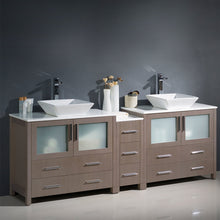 Load image into Gallery viewer, Fresca Torino 84&quot; Gray Oak Modern Double Sink Bathroom Cabinets w/ Tops &amp; Vessel Sinks- Fresca