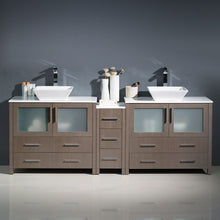 Load image into Gallery viewer, Fresca Torino 84&quot; Gray Oak Modern Double Sink Bathroom Cabinets w/ Tops &amp; Vessel Sinks- Fresca