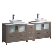 Load image into Gallery viewer, Fresca Torino 84&quot; Gray Oak Modern Double Sink Bathroom Cabinets w/ Tops &amp; Vessel Sinks- Fresca