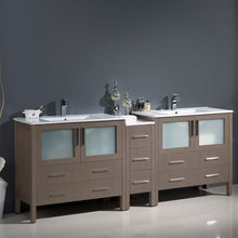 Load image into Gallery viewer, Fresca Torino 84&quot; Gray Oak Modern Double Sink Bathroom Cabinets w/ Integrated Sinks- Fresca