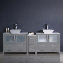 Load image into Gallery viewer, Fresca Torino 84&quot; Gray Modern Double Sink Bathroom Cabinets w/ Tops &amp; Vessel Sinks- Fresca
