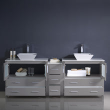 Load image into Gallery viewer, Fresca Torino 84&quot; Gray Modern Double Sink Bathroom Cabinets w/ Tops &amp; Vessel Sinks- Fresca