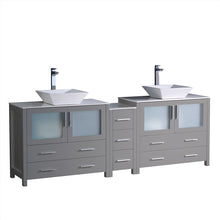 Load image into Gallery viewer, Fresca Torino 84&quot; Gray Modern Double Sink Bathroom Cabinets w/ Tops &amp; Vessel Sinks- Fresca