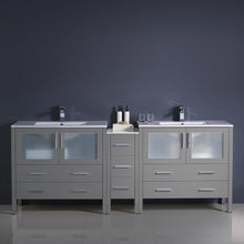 Load image into Gallery viewer, Fresca Torino 84&quot; Gray Modern Double Sink Bathroom Cabinets w/ Integrated Sinks- Fresca