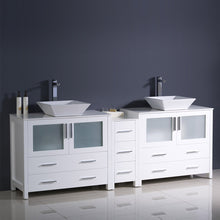 Load image into Gallery viewer, Fresca Torino 84&quot; White Modern Double Sink Bathroom Cabinets w/ Tops &amp; Vessel Sinks- Fresca