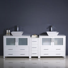 Load image into Gallery viewer, Fresca Torino 84&quot; White Modern Double Sink Bathroom Cabinets w/ Tops &amp; Vessel Sinks- Fresca