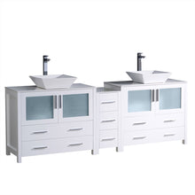 Load image into Gallery viewer, Fresca Torino 84&quot; White Modern Double Sink Bathroom Cabinets w/ Tops &amp; Vessel Sinks- Fresca