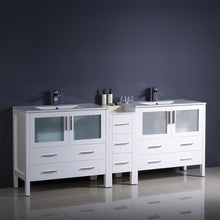 Load image into Gallery viewer, Fresca Torino 84&quot; White Modern Double Sink Bathroom Cabinets w/ Integrated Sinks- Fresca