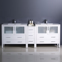 Load image into Gallery viewer, Fresca Torino 84&quot; White Modern Double Sink Bathroom Cabinets w/ Integrated Sinks- Fresca