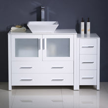 Load image into Gallery viewer, Fresca Torino 48&quot; White Modern Bathroom Cabinets w/ Top &amp; Vessel Sink- Fresca