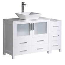 Load image into Gallery viewer, Fresca Torino 48&quot; White Modern Bathroom Cabinets w/ Top &amp; Vessel Sink- Fresca