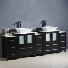 Load image into Gallery viewer, Fresca Torino 84&quot; Espresso Modern Double Sink Bathroom Cabinets w/ Tops &amp; Vessel Sinks- Fresca