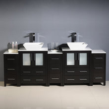 Load image into Gallery viewer, Fresca Torino 84&quot; Espresso Modern Double Sink Bathroom Cabinets w/ Tops &amp; Vessel Sinks- Fresca
