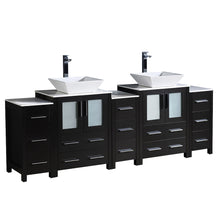 Load image into Gallery viewer, Fresca Torino 84&quot; Espresso Modern Double Sink Bathroom Cabinets w/ Tops &amp; Vessel Sinks- Fresca