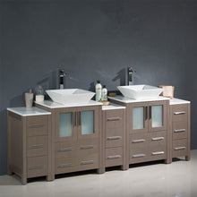 Load image into Gallery viewer, Fresca Torino 84&quot; Gray Oak Modern Double Sink Bathroom Cabinets w/ Tops &amp; Vessel Sinks- Fresca