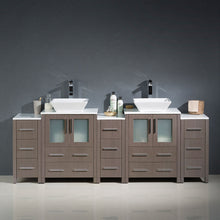 Load image into Gallery viewer, Fresca Torino 84&quot; Gray Oak Modern Double Sink Bathroom Cabinets w/ Tops &amp; Vessel Sinks- Fresca