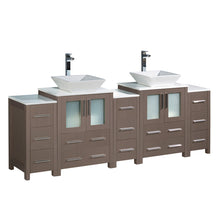 Load image into Gallery viewer, Fresca Torino 84&quot; Gray Oak Modern Double Sink Bathroom Cabinets w/ Tops &amp; Vessel Sinks- Fresca