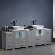 Load image into Gallery viewer, Fresca Torino 84&quot; Gray Modern Double Sink Bathroom Cabinets w/ Tops &amp; Vessel Sinks- Fresca