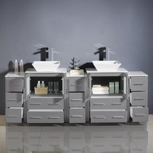 Load image into Gallery viewer, Fresca Torino 84&quot; Gray Modern Double Sink Bathroom Cabinets w/ Tops &amp; Vessel Sinks- Fresca