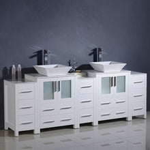 Load image into Gallery viewer, Fresca Torino 84&quot; White Modern Double Sink Bathroom Cabinets w/ Tops &amp; Vessel Sinks- Fresca