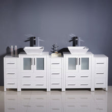 Load image into Gallery viewer, Fresca Torino 84&quot; White Modern Double Sink Bathroom Cabinets w/ Tops &amp; Vessel Sinks- Fresca