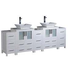 Load image into Gallery viewer, Fresca Torino 84&quot; White Modern Double Sink Bathroom Cabinets w/ Tops &amp; Vessel Sinks- Fresca