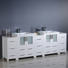 Load image into Gallery viewer, Fresca Torino 84&quot; White Modern Double Sink Bathroom Cabinets w/ Integrated Sinks- Fresca